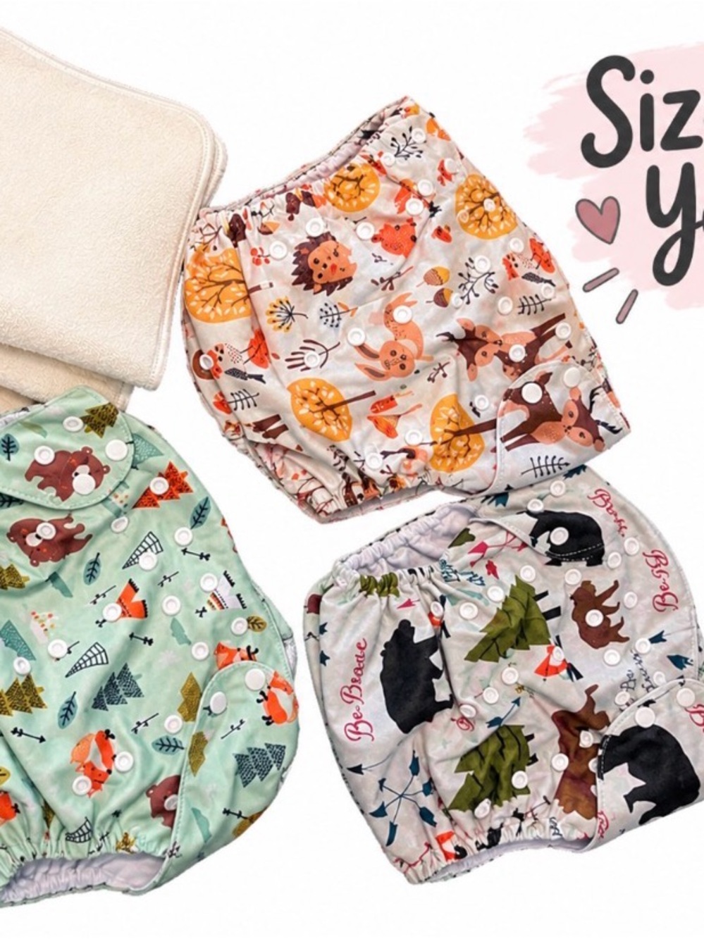 Adjustable Forest Animal Print Reusable Swim/Diaper Cover for Kids - Multi Color